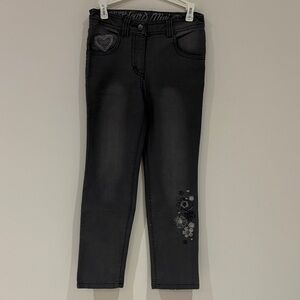 Trendy Kids Black Jeans with Embroidered Accents